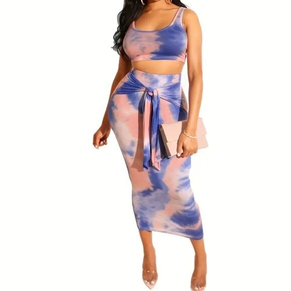 Ladies Tie Dye two-piece skirt set sz small - Picture 1 of 4